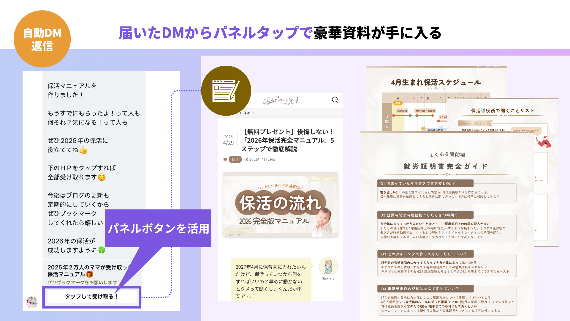 パネルボタンからブログ誘導